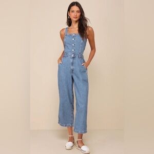 Levi's Drea Button-Front Sleeveless Denim Jumpsuit